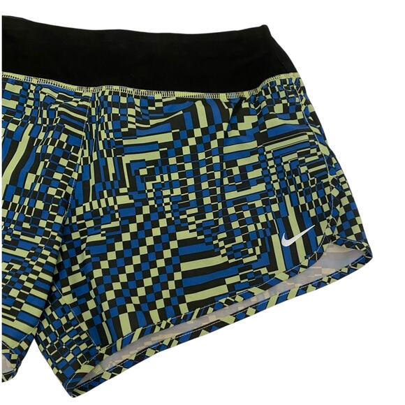 Women's Nike 4" SW Rival Printed Dri-Fit Running Shorts Size Medium Green & Blue - Picture 2 of 12